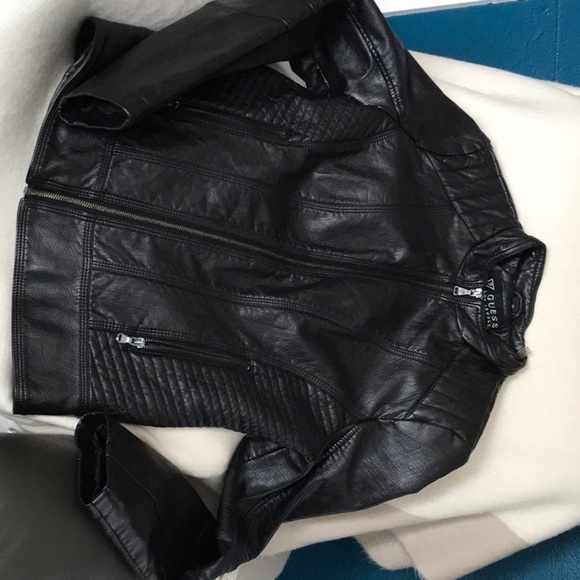 GUESS Women's Leather Jacket - Motorcycle | Color: Brown | Size: M - Picture 4 of 7